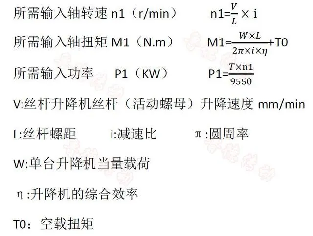 電動(dòng)<a href='/default.html'>絲桿升降機(jī)</a>功率計(jì)算